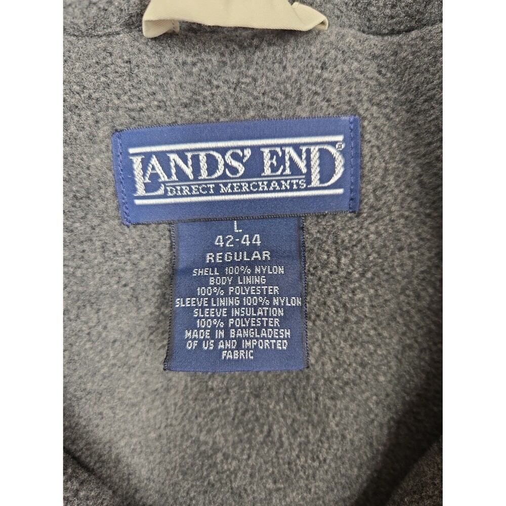 Lands End Jacket Mens Large Khaki Tan Beige Hood Fleece Lined Gorpcore Preppy - Picture 4 of 12